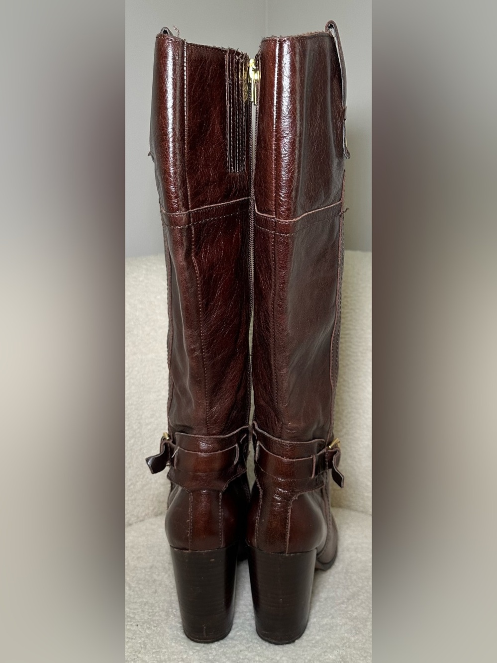 Audrey Brooke Brown Leather Boots Knee High Riding Fall Rich Preppy Classic 7.5 - Picture 5 of 16